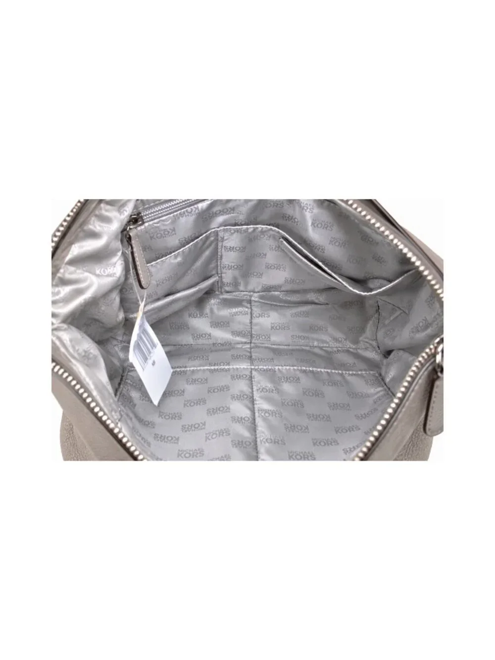 Michael Kors Fulton Large Pearl Grey Leather Convertible Shoulder Hobo Bag